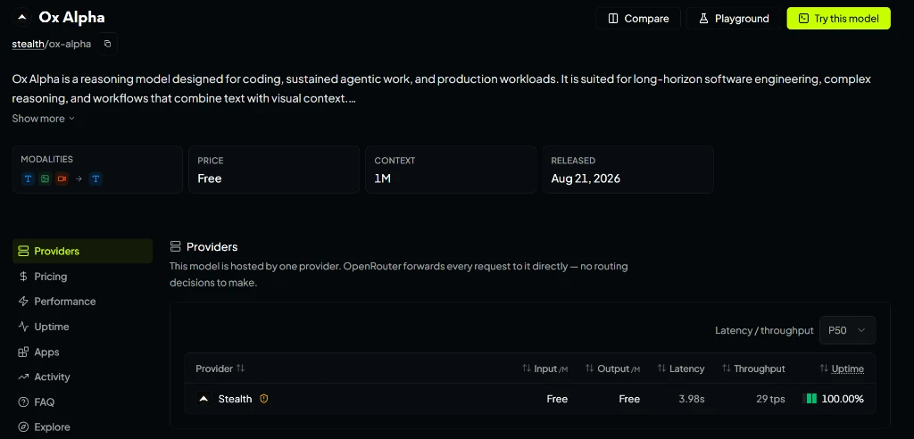 Ox Alpha AI: Free 1M Context Reasoning Model (2026)